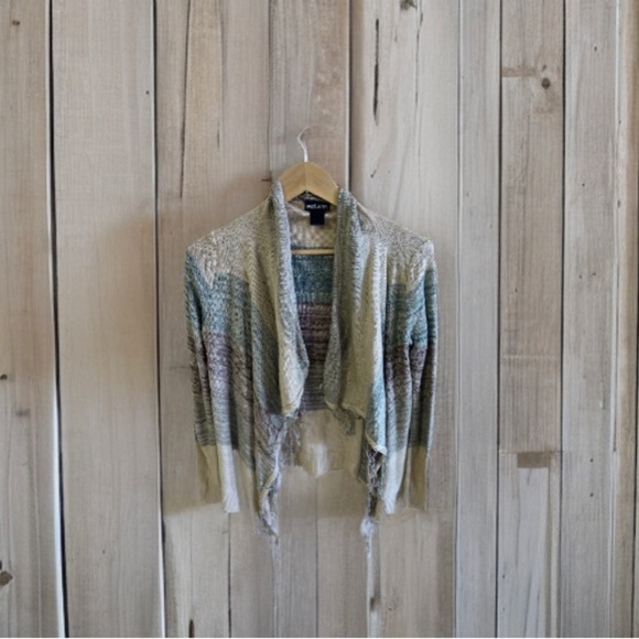 Wet Seal Long Sleeve Open Cardigan Sweater Women’s Fringe on Front Made U.S.A - Picture 3 of 16